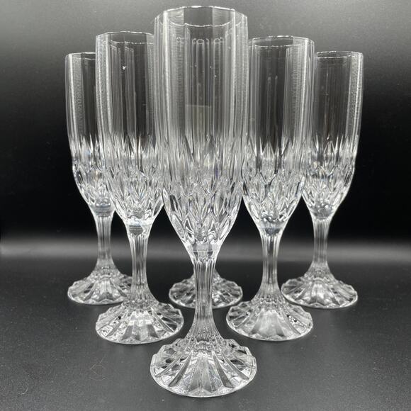 6 Vintage Cristal D'Arques - Durand Bretagne Fluted Champagne - 8 1/4" - Picture 9 of 9